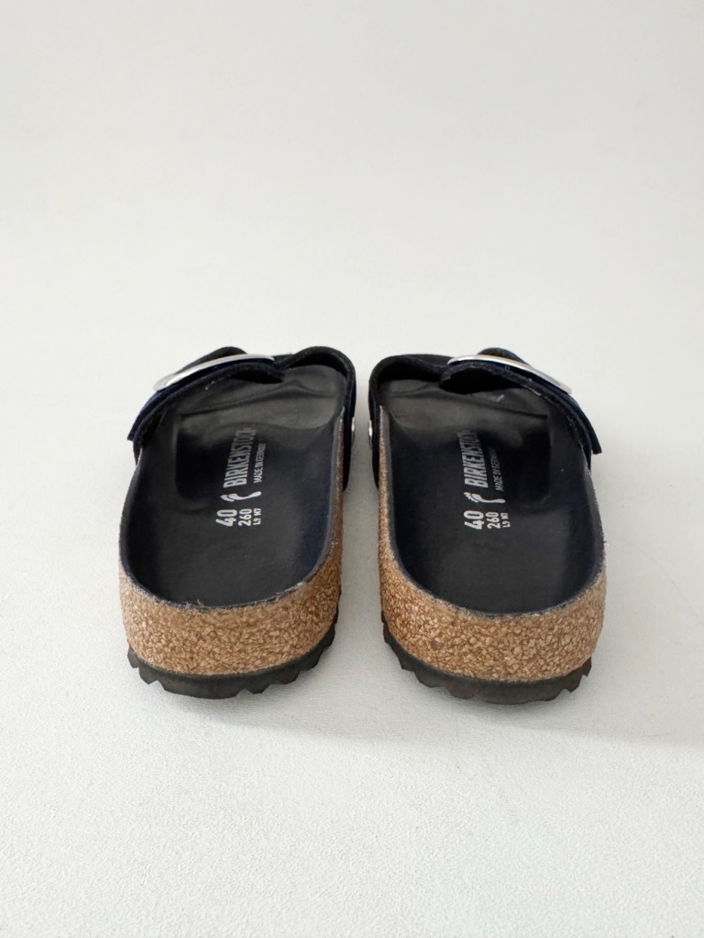 Birkenstock Madrid Big Buckle Velvet Sandal EU 40 US 9 Dark Blue Casual Comfort - Picture 8 of 11